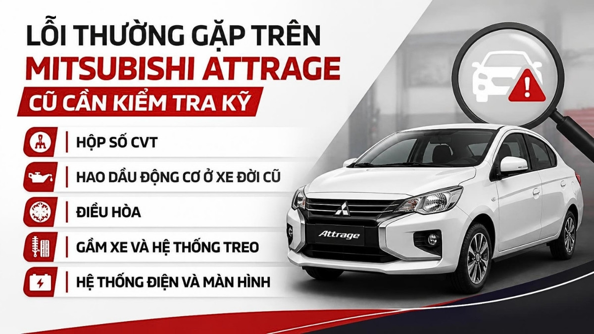 Lỗi thường gặp trên Mitsubishi Attrage cũ cần kiểm tra kỹ Lỗi thường gặp trên Mitsubishi Attrage cũ cần kiểm tra kỹ
