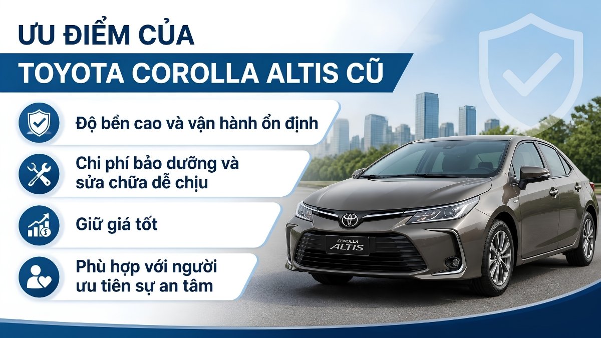 Ưu điểm của Toyota Corolla Altis cũ Ưu điểm của Toyota Corolla Altis cũ