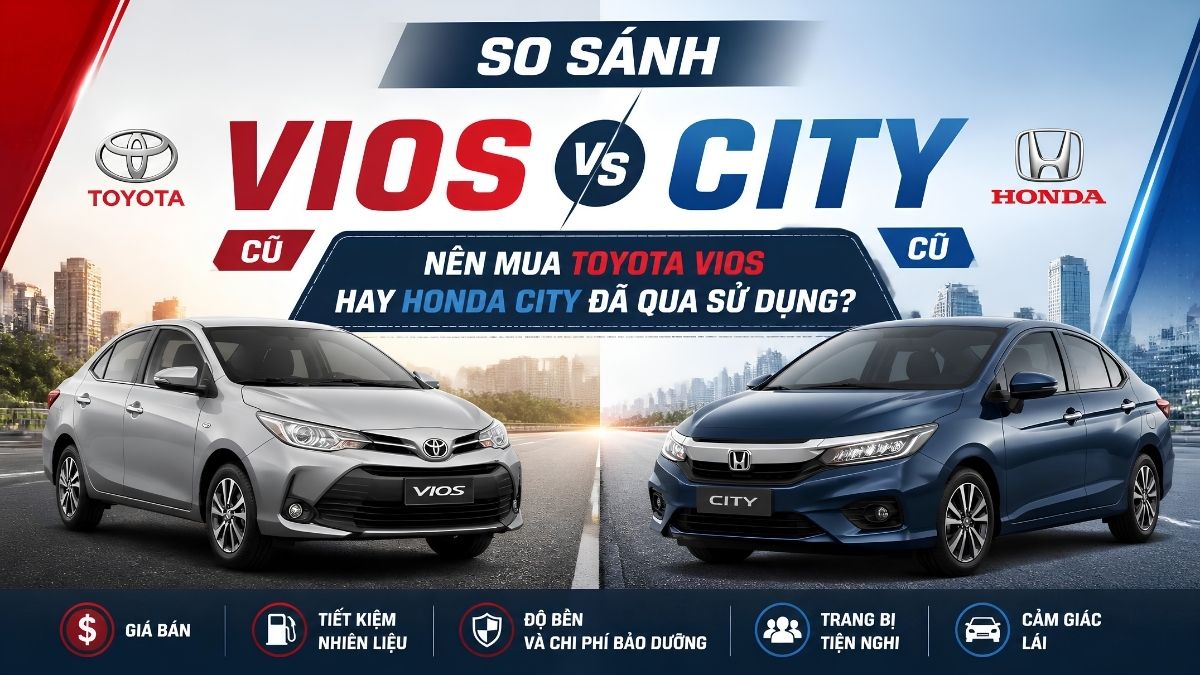 So sánh Vios và City cũ: Nên mua Toyota Vios hay Honda City đã qua sử dụng?